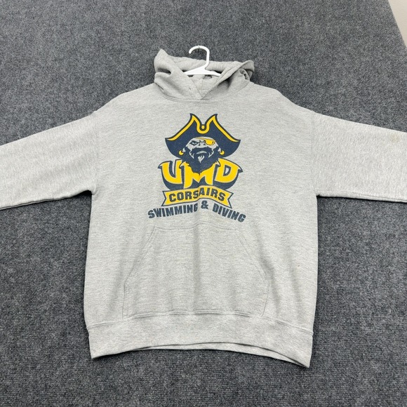 Gildan Other - UMD‎ Corsairs Gildan Hoodie Mens M Grey Cotton Polyester Swimming Diving Sporty